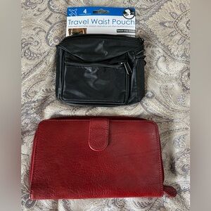 Leather Wilsons Travel large wallet great condition & new black Waist Pouch Set